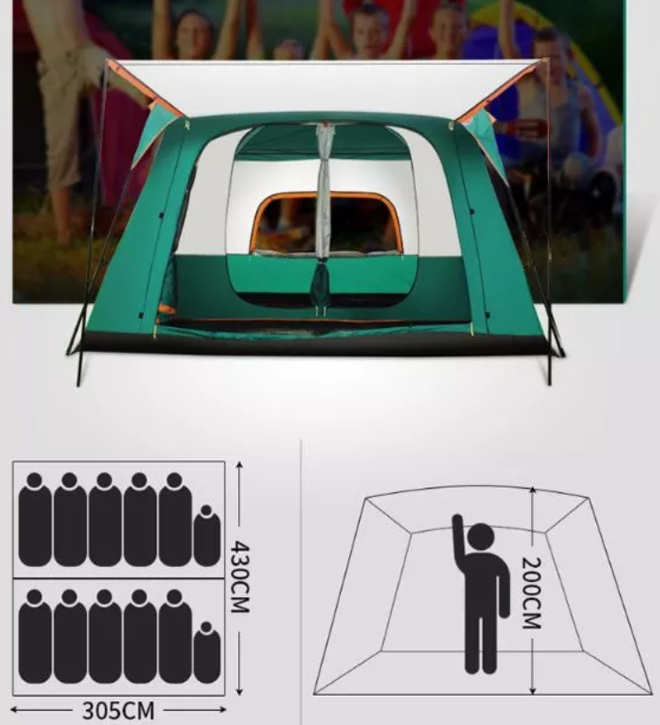 Tenda Berkemah Besar Luar Ruangan 8 Orang